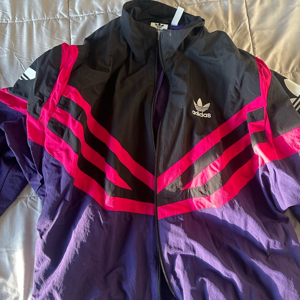 Adidas Black and Pink Track Jacket